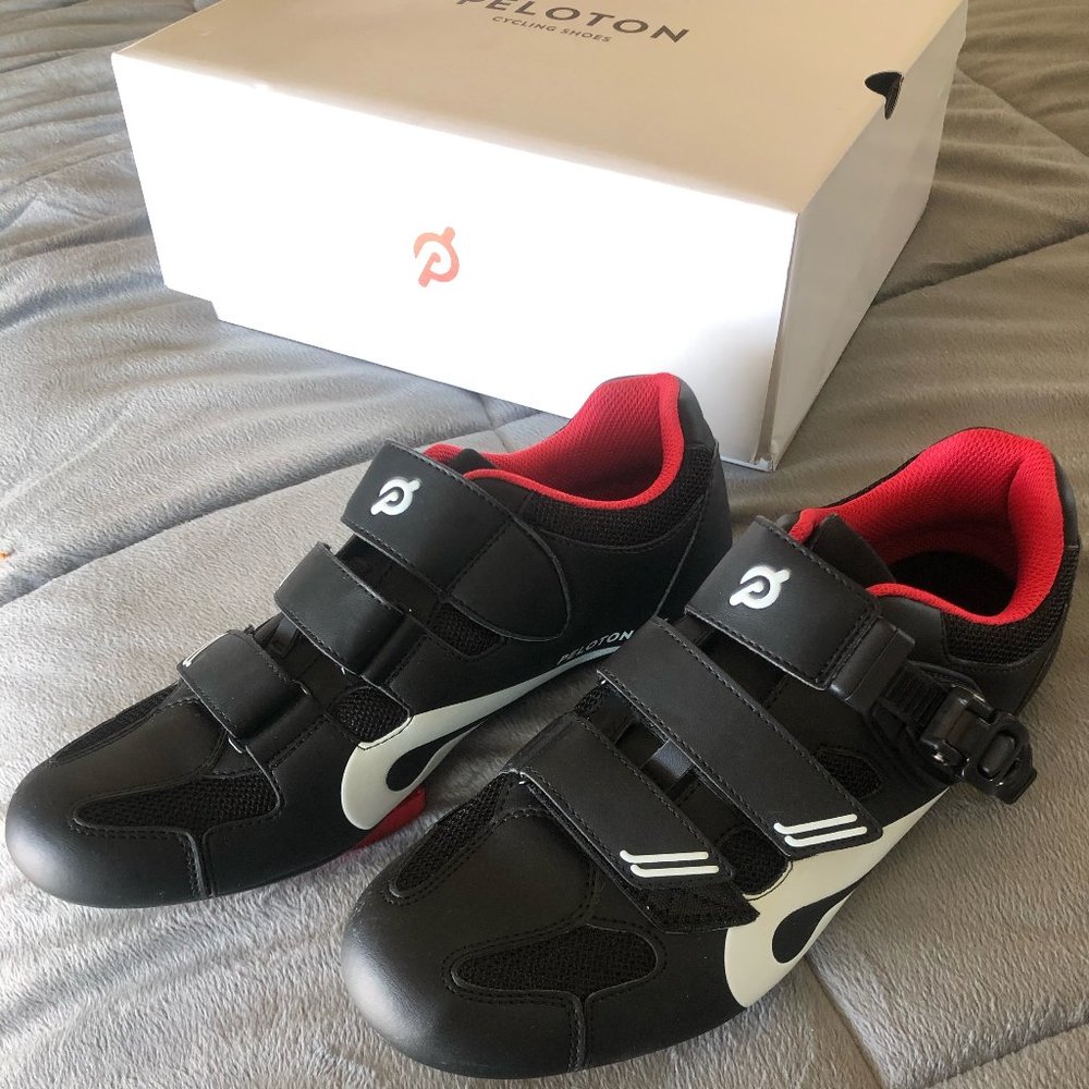 Peloton Cycling Bike Shoes Cleats Size 43 Mens 10 Womens 12 Red Black White NEW